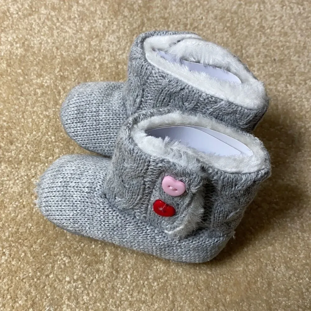 Girl Gray faux-fur Lined Booties 6-12month